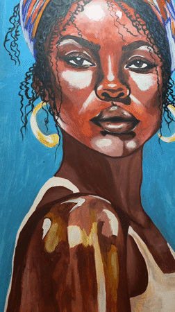 Portrait paintings observed in Essaouira restaurant setting