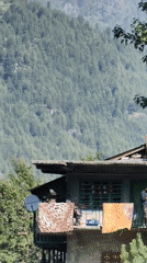 Morning documentation of Vashisht village landscape and camping areas