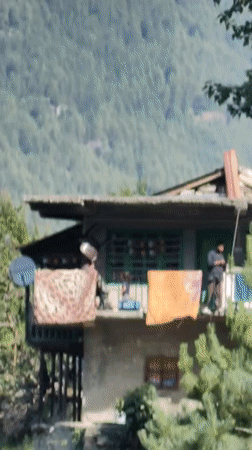 Morning documentation of Vashisht village landscape and camping areas