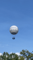 Promotional hot air balloon spotted over Polish city district