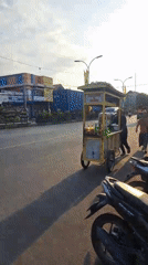 Morning activity around Bangil's town square and mosque