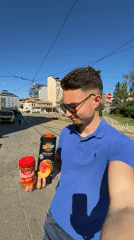 Man's afternoon documented from street snack to salon haircut