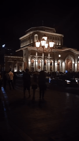 Yerevan streets and public spaces at dusk