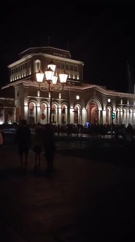 Yerevan streets and public spaces at dusk
