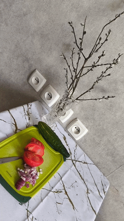 Morning food preparation captured in Moscow kitchen