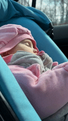 Morning drive through Moscow with sleeping baby captured