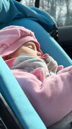 Morning drive through Moscow with sleeping baby captured
