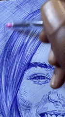 Pen-and-ink portrait taking shape in an Abuja sketchbook