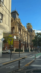 Classical European-style building captured on video in Buenos Aires