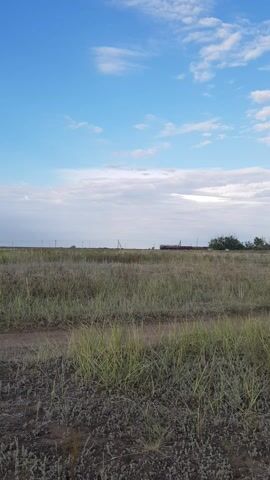 The video shows a sky with clouds and a field with grass and dirt. There is a train in the distance. The video is filmed in a vertical orientation.