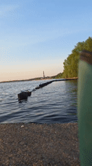 Cyclist documents sunset reservoir visit in Chaikovsky, Russia
