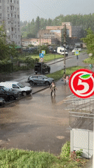 Heavy rainstorm documented across Izhevsk during afternoon hours