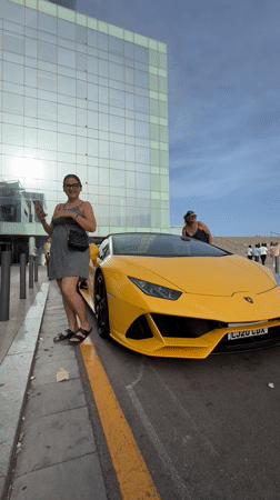 Yellow Lamborghini turns heads outside W Hotel Barcelona