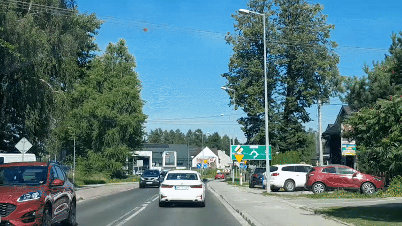 Driving through Nowy Targ on a clear summer morning