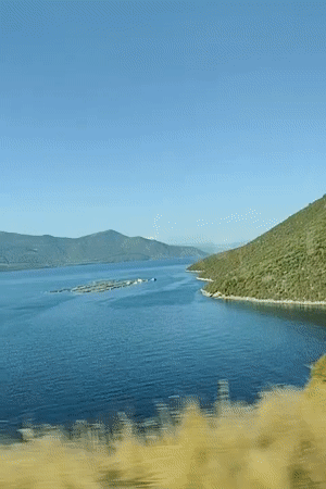 Peaceful bay and mountain scenery in Pelasgia, Greece