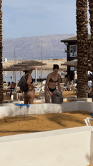 Women enjoy Dead Sea beach visit in Tamar region