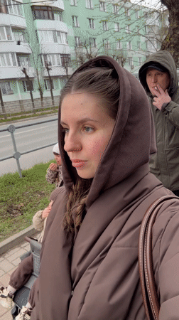 Family stroll captured on camera in Klin, Russia