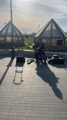 Street musicians perform across central Kazan's historic squares