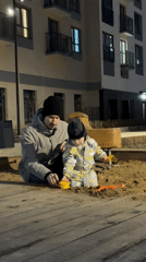 Evening playground activities documented in Izhevsk residential area