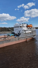 Cargo ship SHALA transits waterways near Ivanov Bor, Russia