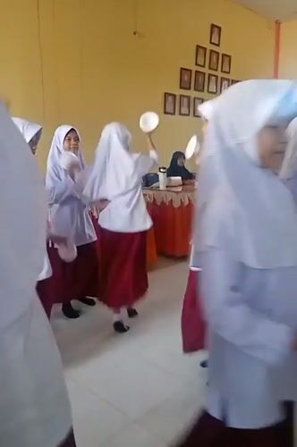 Daily school activities captured at Islamic school in Indonesia