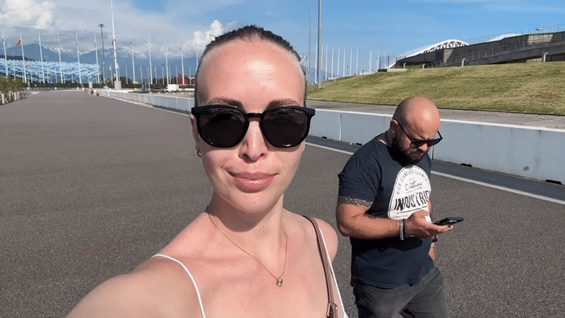 Woman documents sunny afternoon visit to Olympic Park in Sirius