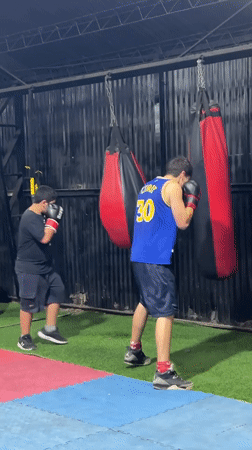 Evening training session at a boxing gym in Arica, Chile
