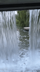 Park waterfall documented by witnesses in Minsk at dusk