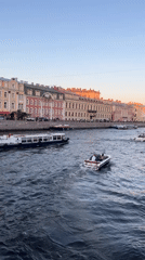 Boats Navigate Saint Petersburg Canals Near Mikhailovsky Castle