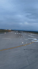 Ground-level airport runway movement captured at Ferno Italy