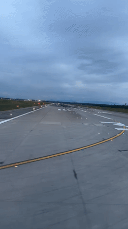 Ground-level airport runway movement captured at Ferno Italy