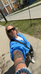 Woman photographs herself near construction zone in Perm
