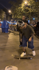 Night skate session in Barcelona, pink-wheeled board, tricks flying