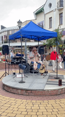 Street performance with music and dancing in Brest