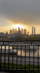 Sunset Views of Moscow City Towers Captured from Observation Deck