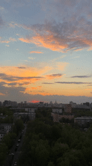 Moscow sunset captured on video showing colorful evening sky