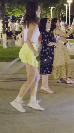 Woman jumps rope in public park in Nha Trang