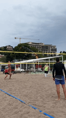 Early morning beach volleyball game captured in Boreti, Montenegro