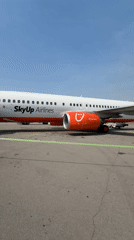 SkyUp Airlines arrival at Tivat Airport, Montenegro