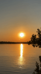 Sunset documented over Kama River in Chaikovsky, Russia