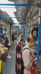 Moscow metro car interior documented by witness