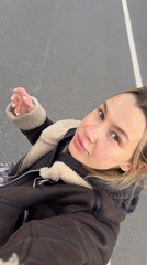 Woman films selfie video in Voronezh urban area