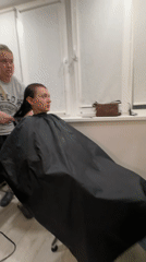 Hair styling session documented in Moscow salon
