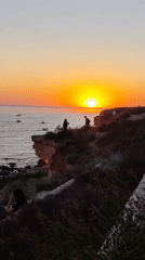 Sunset gathering on the Caspian cliffs in Aktau