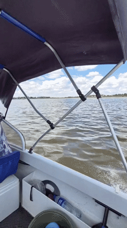 First-person boat ride on choppy waters near Astrakhan