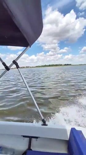 First-person boat ride on choppy waters near Astrakhan