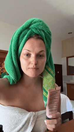 Mary Kay skincare routine documented in a Bali hotel room
