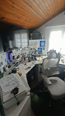 Cluttered scientific workspace captured in Pico da Pedra