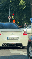 Fishing rod at a red light in Varna, Bulgaria