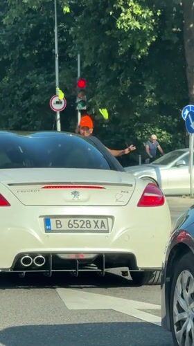 Fishing rod at a red light in Varna, Bulgaria